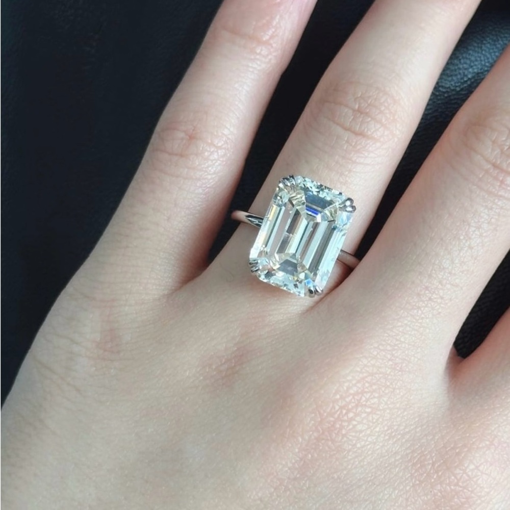 Emerald Cut Engagement Ring 11.5 Carat Center Stone Lab Diamond